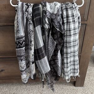 4 Express & J Crew Black and White Patterned Scarves